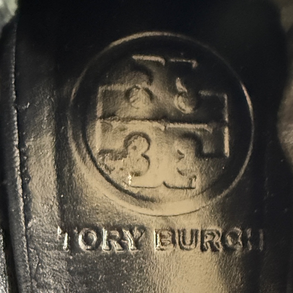 Tory Burch Gorgeous Black Flats with Gold Emblem - Picture 2 of 7